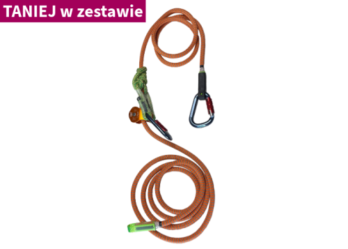 Lonża WP Liros. Osłonka na zakończenie liny różni się od tej ze zdjęcia.